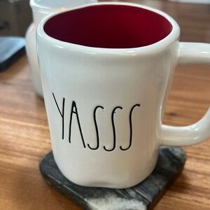 White and Red Rae Dunn Ceramic Mug